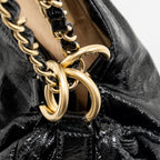 Chanel Vinyl Rock and Chain Bowler Bag Patent Black GHW
