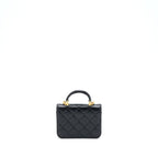 CHANEL TOP HANDLE MINI FLAP CARD HOLDER LAMBSKIN BLACK GHW