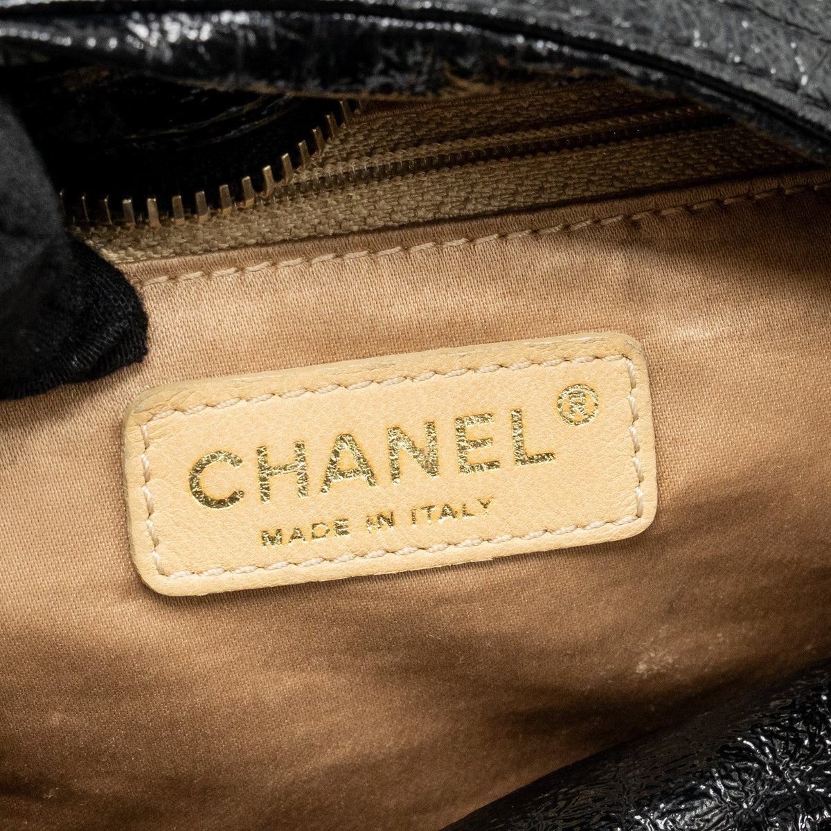 Chanel Vinyl Rock and Chain Bowler Bag Patent Black GHW