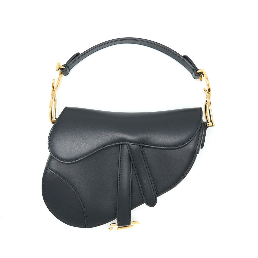 DIOR MINI SADDLE BAG CALFSKIN BLACK GHW