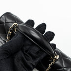 CHANEL TOP HANDLE MINI RECTANGULAR FLAP BAG LAMBSKIN BLACK LGHW(MICROCHIP)