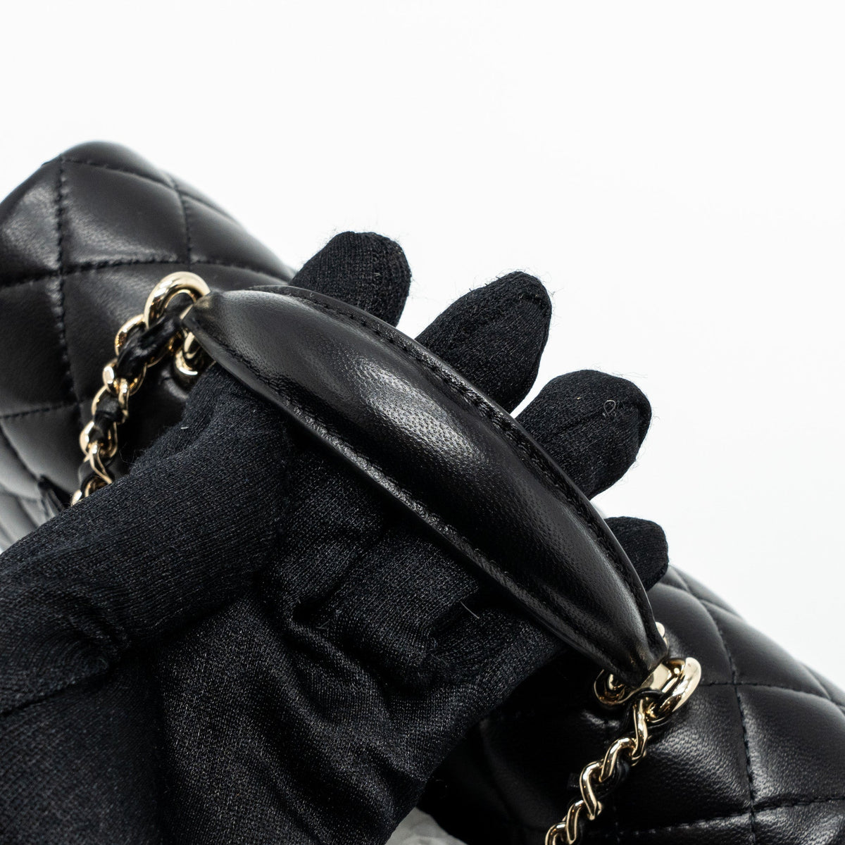 CHANEL TOP HANDLE MINI RECTANGULAR FLAP BAG LAMBSKIN BLACK LGHW(MICROCHIP)