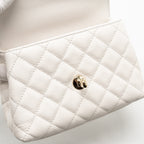 CHANEL MINI COCO HANDLE CAVIAR WHITE LGHW (MICROCHIP)