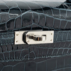 HERMES KELLY 25 SHINY CROCODILE POROUS V0 VERT ROUSSEAU SHW