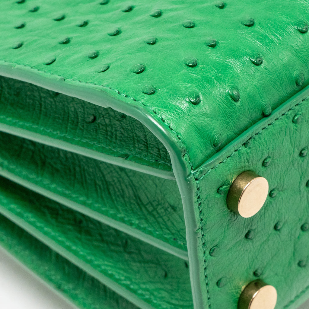 Saint Laurent/YSL Nano Sac de Jour Tote Ostrich Green GHW
