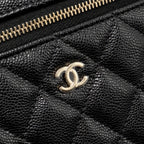 CHANEL TOP HANDLE VANITY WITH CHAIN CAVIAR BLACK LGHW (MICROCHIP)