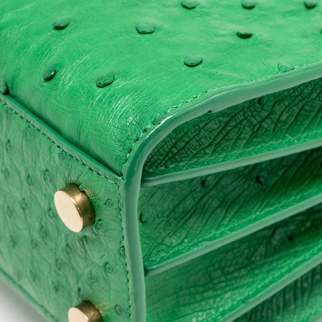Saint Laurent/YSL Nano Sac de Jour Tote Ostrich Green GHW