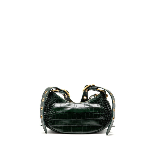 Balenciaga Le cagole XS Shoulder Bag Crocodile Embossed Calfskin Dark Forest Green GHW