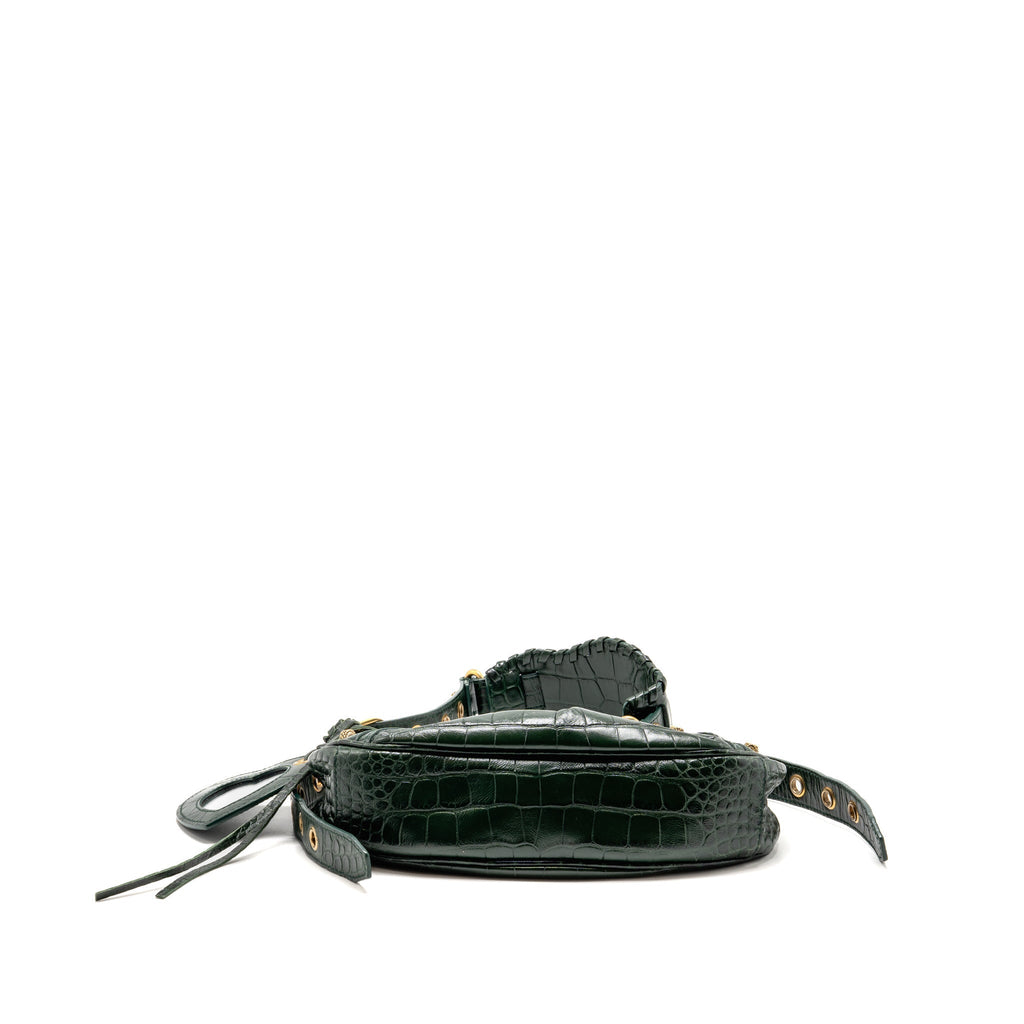 Balenciaga Le cagole XS Shoulder Bag Crocodile Embossed Calfskin Dark Forest Green GHW