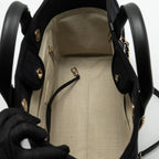 CHANEL SMALL DEAUVILLE SHOPPING TOTE BAG CALFSKIN/FABRIC BLACK LGHW (MICROCHIP)
