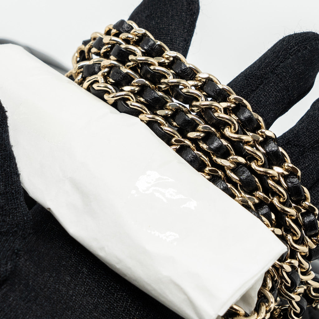CHANEL TOP HANDLE MINI RECTANGULAR FLAP BAG LAMBSKIN BLACK LGHW(MICROCHIP)