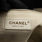 CHANEL SMALL DEAUVILLE SHOPPING TOTE BAG CALFSKIN/FABRIC BLACK LGHW (MICROCHIP)
