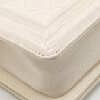 CHANEL SMALL BOY BAG CAVIAR WHITE LGHW
