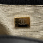 CHANEL SMALL DEAUVILLE SHOPPING TOTE BAG CALFSKIN/FABRIC BLACK LGHW (MICROCHIP)