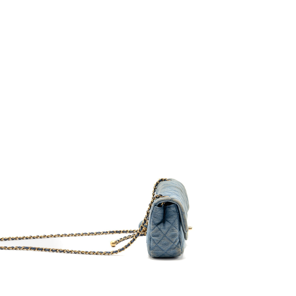 Chanel Pearl Crush Mini Rectangular Denim Blue GHW (Microchip)
