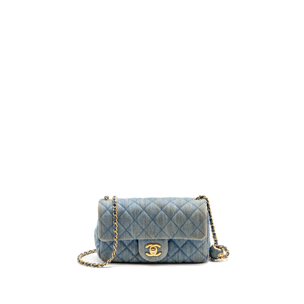 Chanel Pearl Crush Mini Rectangular Denim Blue GHW (Microchip)