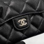 CHANEL CLASSIC FLAP CARD HOLDER CAVIAR BLACK LGHW (MICROCHIP)