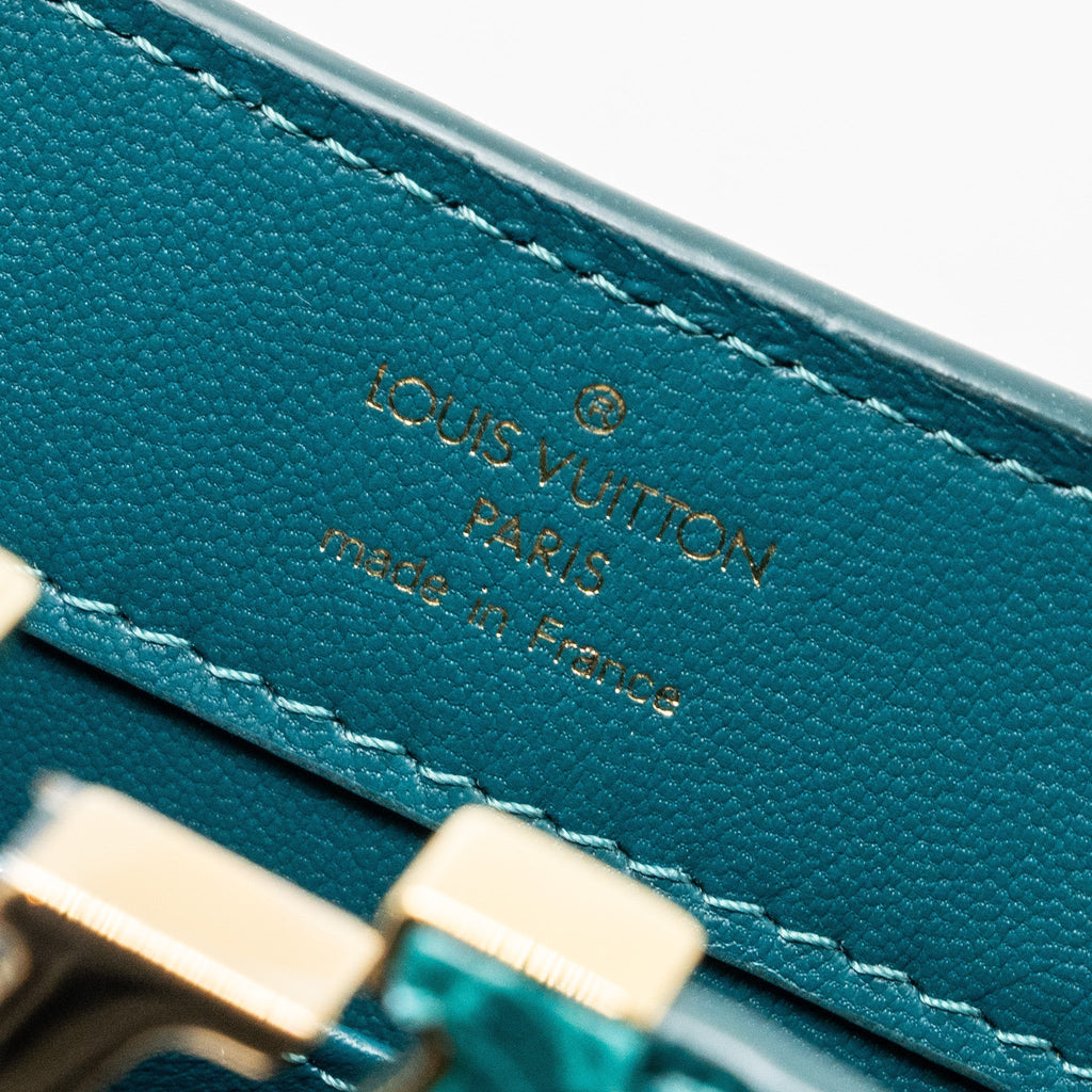 LOUIS VUITTON CAPUCINES MINI CROCODILE BRILLANT BLUE CANARD GHW