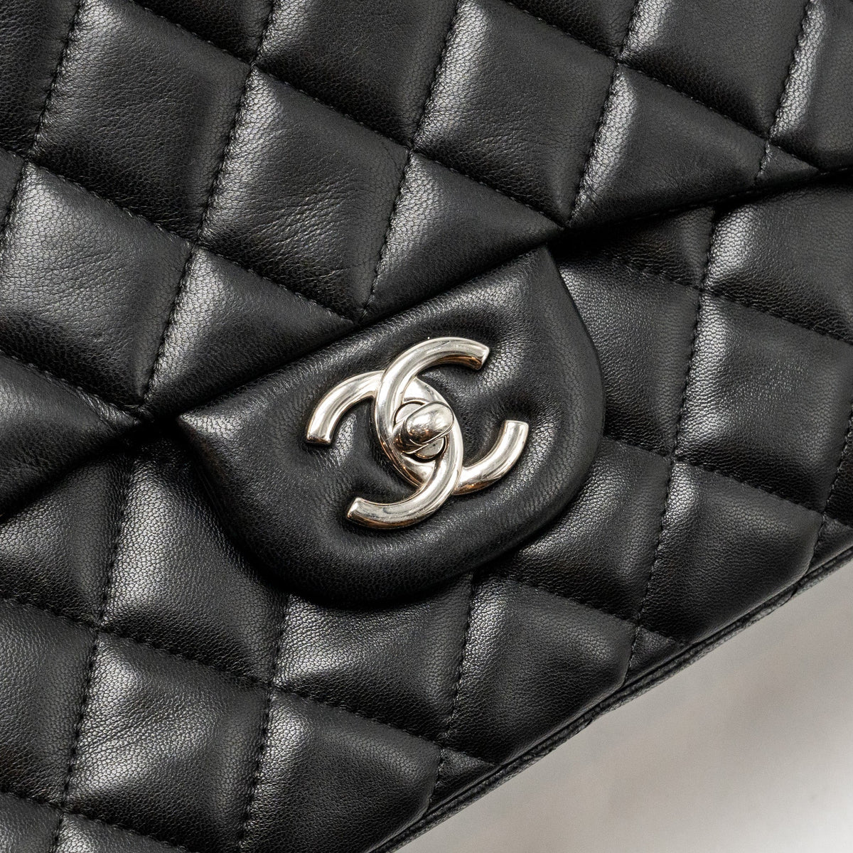 CHANEL MAXI CLASSIC SINGLE FLAP BAG LAMBSKIN BLACK SHW