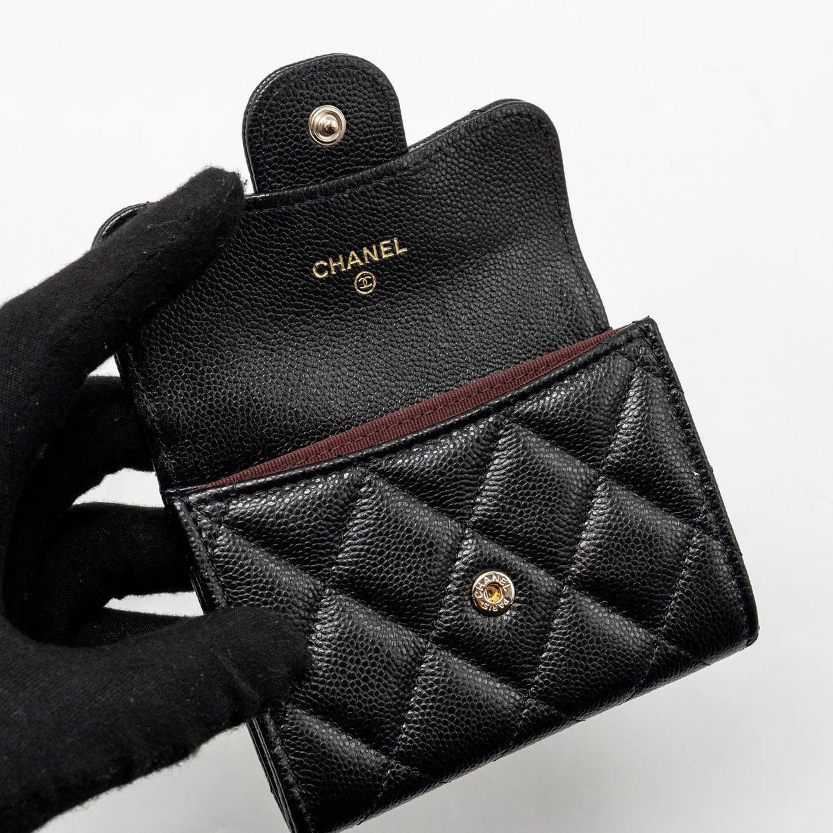 CHANEL CLASSIC FLAP CARD HOLDER CAVIAR BLACK LGHW (MICROCHIP)