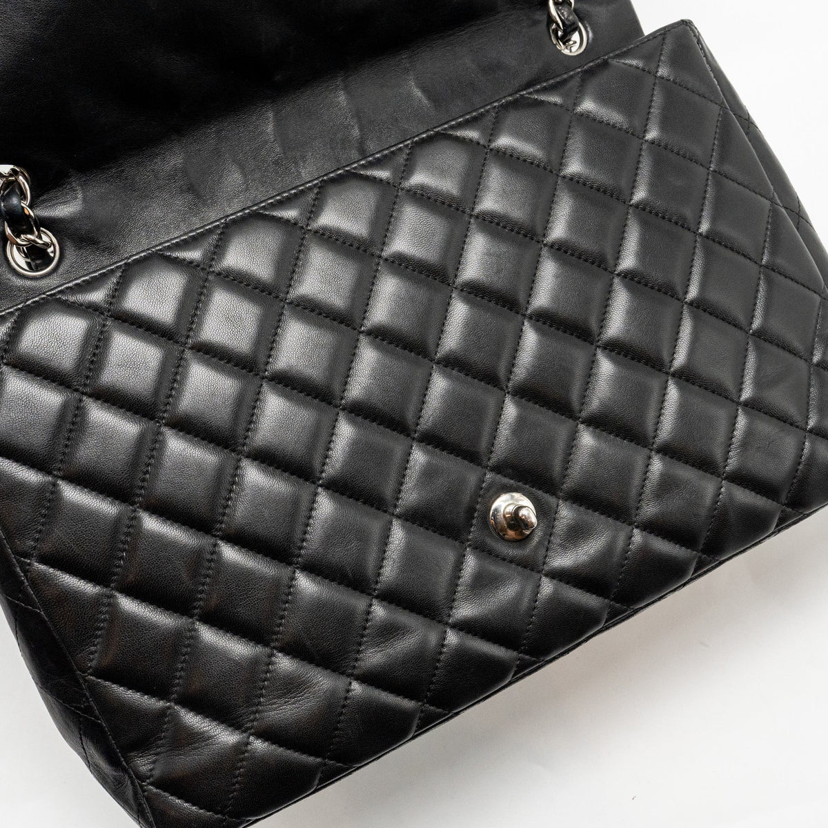 CHANEL MAXI CLASSIC SINGLE FLAP BAG LAMBSKIN BLACK SHW