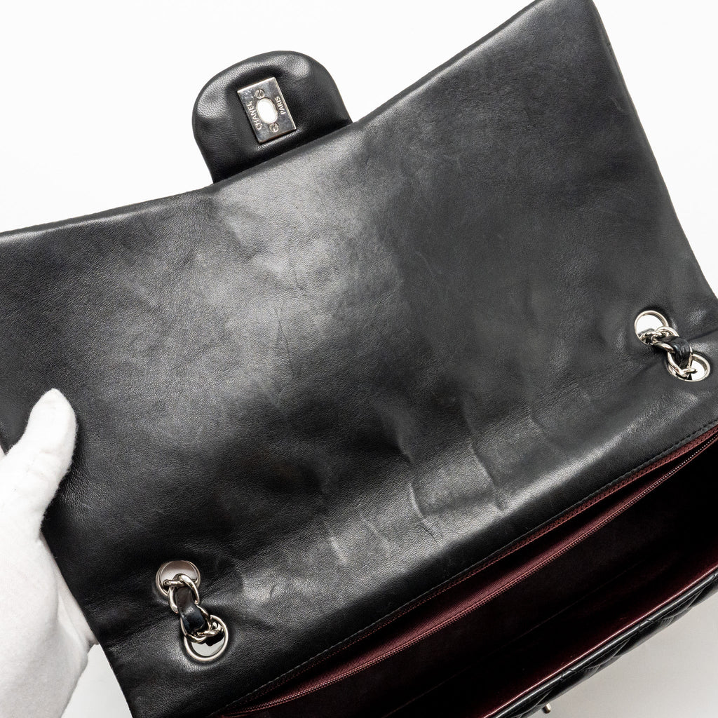 CHANEL MAXI CLASSIC SINGLE FLAP BAG LAMBSKIN BLACK SHW