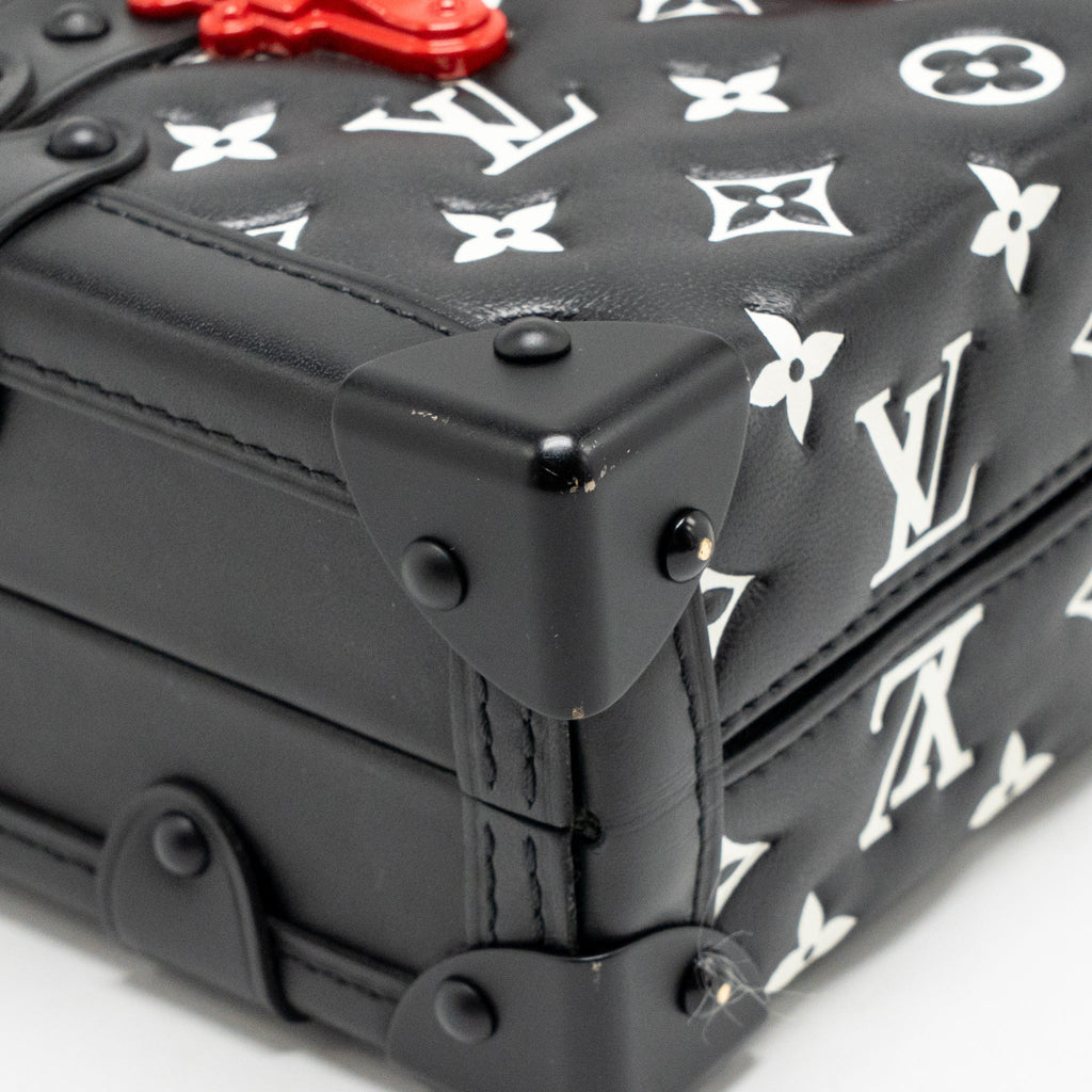 Louis Vuitton Petite Malle Monogram Embossed Leather Black/Red Multicolour Hardware