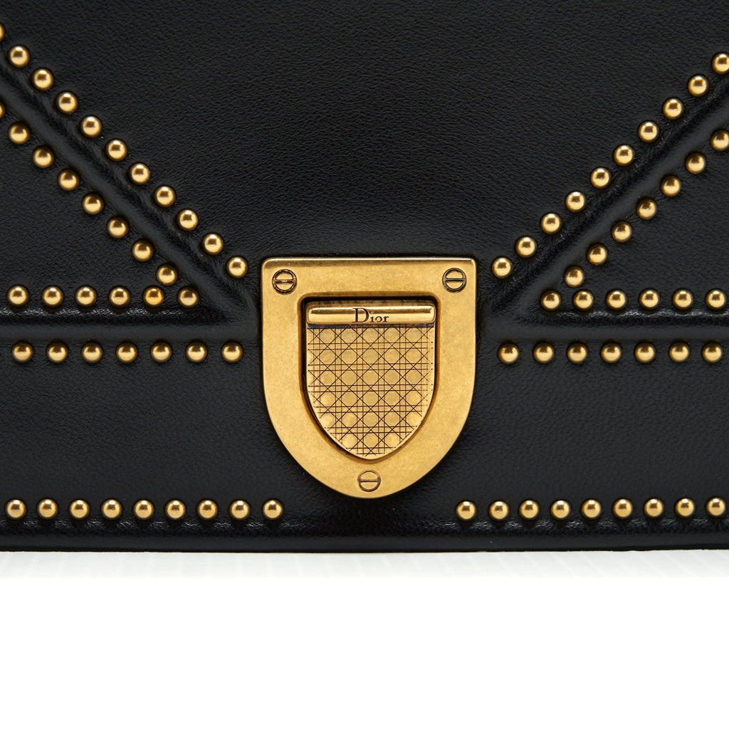DIOR SMALL STUDDED DIORAMA BLACK GHW