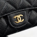 CHANEL CLASSIC FLAP CARD HOLDER CAVIAR BLACK GHW (MICROCHIP)