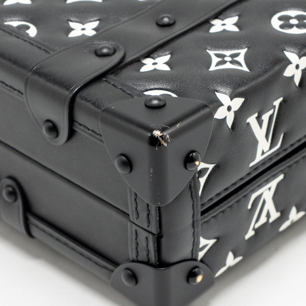 Louis Vuitton Petite Malle Monogram Embossed Leather Black/Red Multicolour Hardware