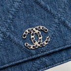 CHANEL 19 WALLET ON CHAIN DENIM DARK BLUE MULTICOLOUR HARDWARE (MICROCHIP)