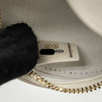 CHANEL ROUND CLUTCH WITH CHAIN CAVIAR WHITE LGHW