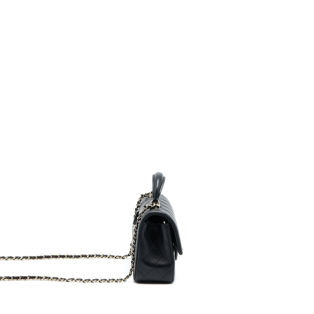 CHANEL TOP HANDLE MINI RECTANGULAR LAMBSKIN BLACK LGHW (MICROCHIP)