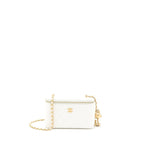CHANEL PEARL CRUSH LONG VANITY CASE LAMBSKIN WHITE BRUSHED GHW
