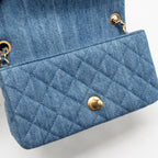 CHANEL PEARL CRUSH MINI RECTANGULAR FLAP BAG DENIM BLUE GHW (MICROCHIP)