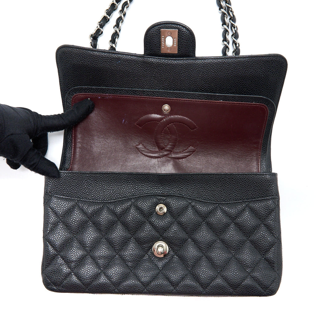 CHANEL MEDIUM CLASSIC FLAP BAG CAVIAR BLACK SHW
