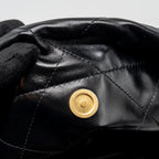 CHANEL SMALL 22 BAG GOLD LETTER SHINY CALFSKIN BLACK GHW (MICROCHIP)