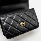 CHANEL GOLD CRUSH MINI FLAP BAG CALFSKIN BLACK GHW (MICROCHIP)