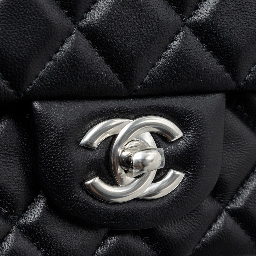 CHANEL MINI RECTANGULAR FLAP BAG LAMBSKIN BLACK SHW (MICROCHIP)