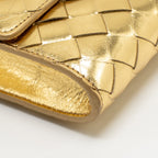 Bottega Veneta Andiamo Clutch Foggy Mirror Effect Intrecciato Leather Gold GHW