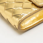 Bottega Veneta Andiamo Clutch Foggy Mirror Effect Intrecciato Leather Gold GHW