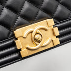 CHANEL MEDIUM BOY BAG SMOOTH CALFSKIN BLACK GHW (MICROCHIP)