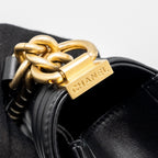 CHANEL MEDIUM BOY BAG SMOOTH CALFSKIN BLACK GHW (MICROCHIP)
