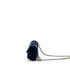 Chanel crystal pearl crush mini rectangular flap bag velvet navy blue LGHW