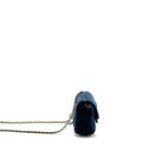 Chanel crystal pearl crush mini rectangular flap bag velvet navy blue LGHW