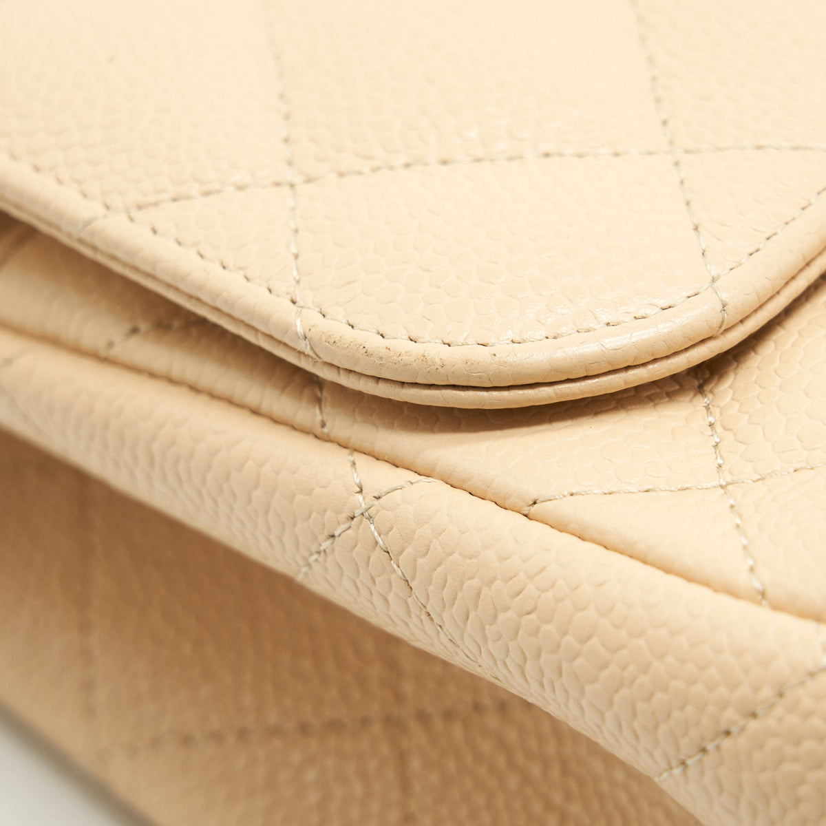 CHANEL CLASSIC JUMBO DOUBLE FLAP BAG CAVIAR BEIGE SHW