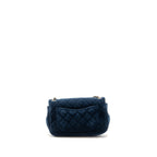 Chanel crystal pearl crush mini rectangular flap bag velvet navy blue LGHW