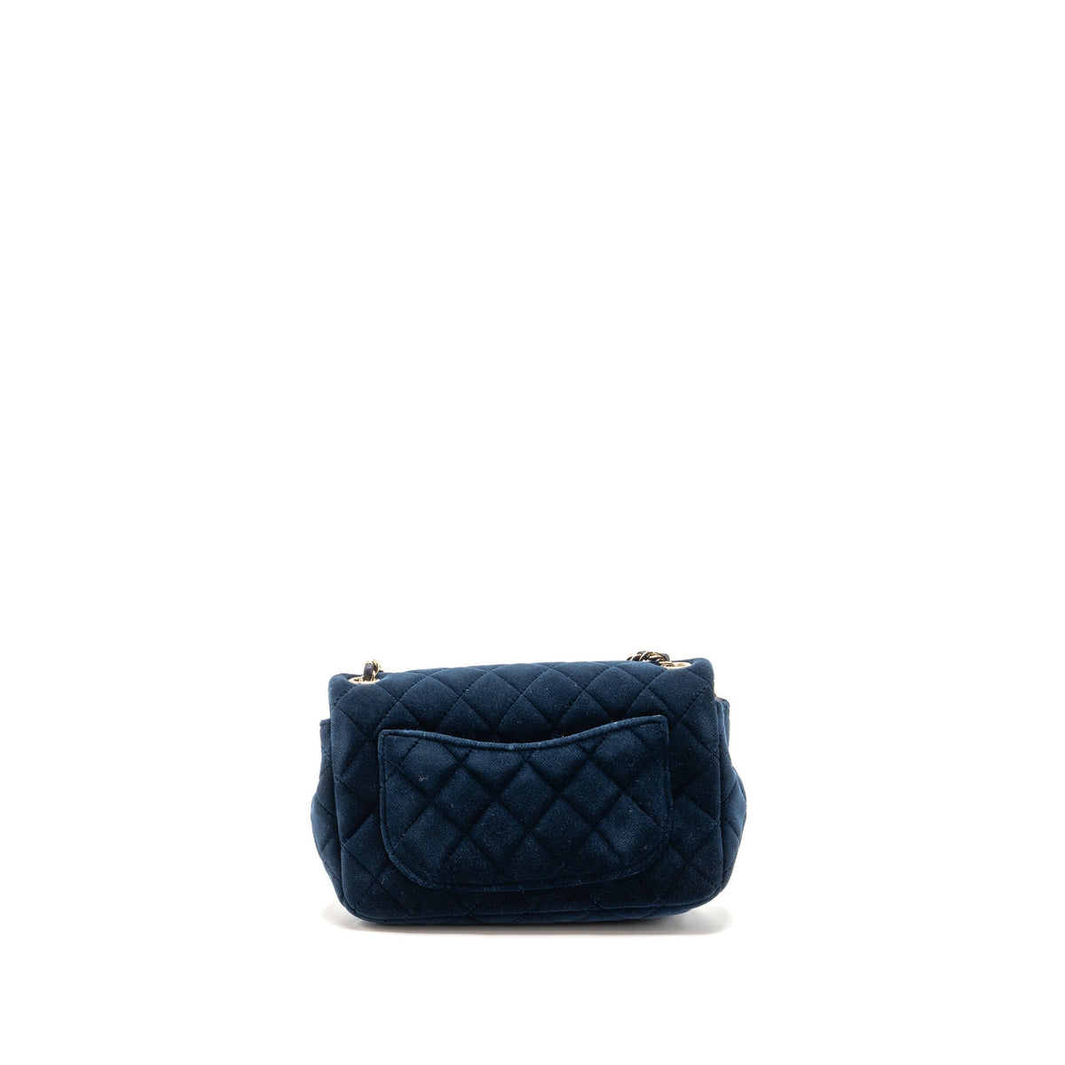 Chanel crystal pearl crush mini rectangular flap bag velvet navy blue LGHW