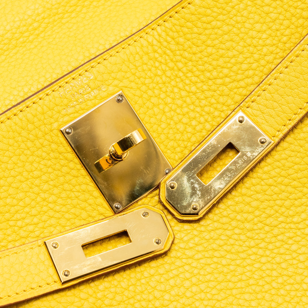 Hermes shoulder kelly clemence 9D Jaune Amber GHW