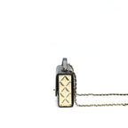 CHANEL 21K GOLD METAL MINI FLAP BAG WITH HANDLE BLACK GHW